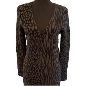 Express  Fitted Animal Print Burnout Bodycon Sweater Dress NEW